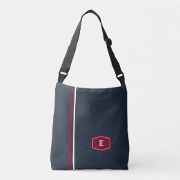Bolsa Ajustável Monograma estilo Universidade Burgundy Navy