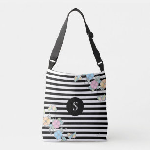 Bolsa Ajustável Monograma Floral com Faixa ButterflyPreto