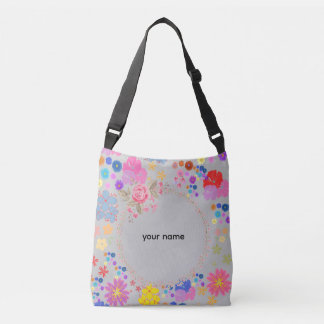 Bolsa Ajustável Monograma Floral Personalizado Elegante