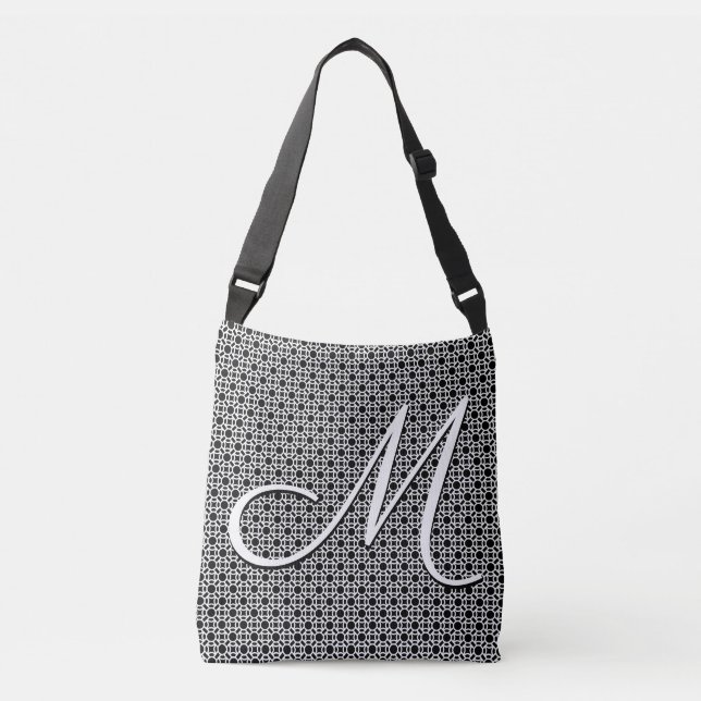 Bolsa Ajustável Monograma Geométrico em Preto e Branco (Frente)