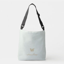 Bolsa Ajustável Monograma Moderno em Verde Sage e Dourado