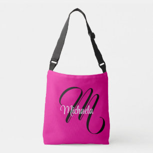 Bolsa Ajustável Monograma moderno minimalista, nome inicial rosa q