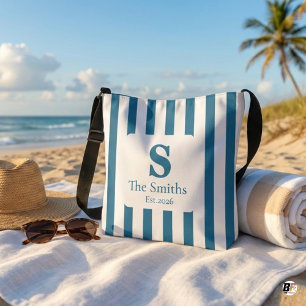 Bolsa Ajustável Monograma Personalizado Nome da Família Azul Listr