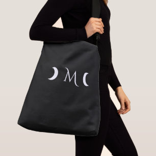 Bolsa Ajustável Monograma preto-e-branco do Crescente Moderno
