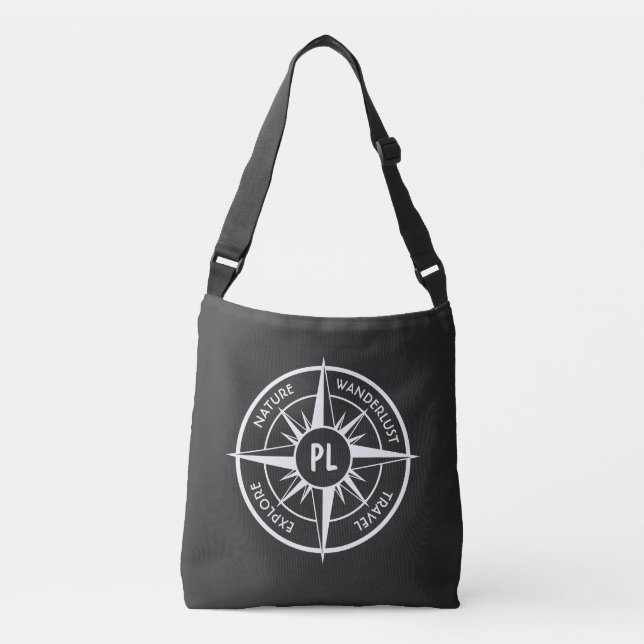 Bolsa Ajustável Monograma preto e branco do emblema da estrela da  (Frente)