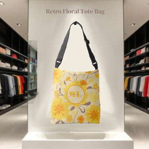 Bolsa Ajustável Monograma Retro Sol Flor Amarelo Floral