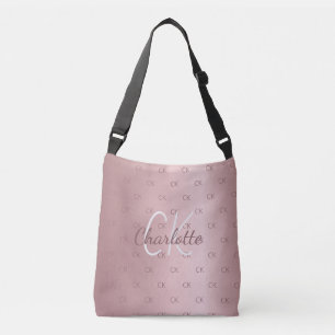 Bolsa Ajustável Monograma rosa elegante letra moderna 