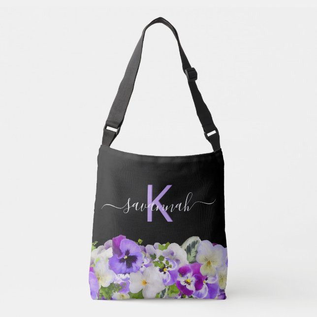 Bolsa Ajustável Monograma roxo violeta preto (Frente)