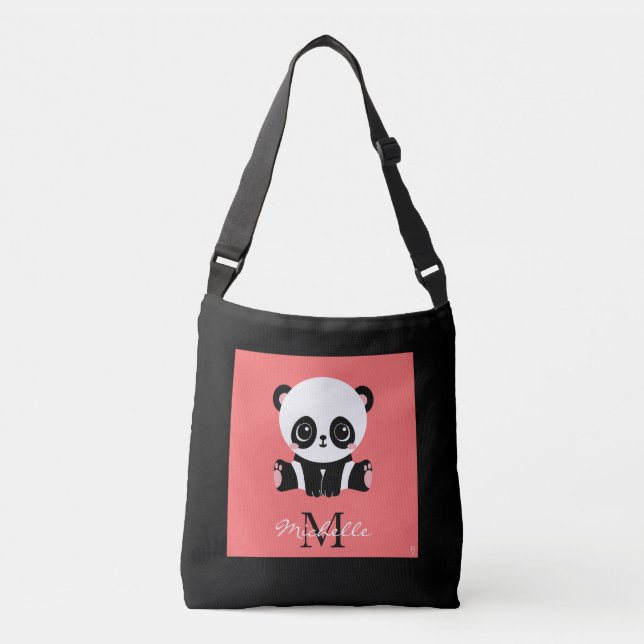 Bolsa Ajustável Monograma Sentado Sentado Panda Salmão Personaliza (Frente)