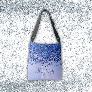 Bolsa Ajustável Monograma Simples Azul Brutado de Metal e Largura
