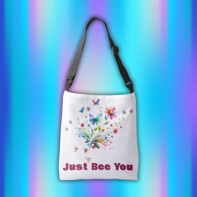 Bolsa Ajustável Monograma Simples Floral de Aquarela (Criador carregado)