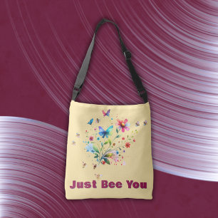 Bolsa Ajustável Monograma Simples Floral de Aquarelas Abelhas em p