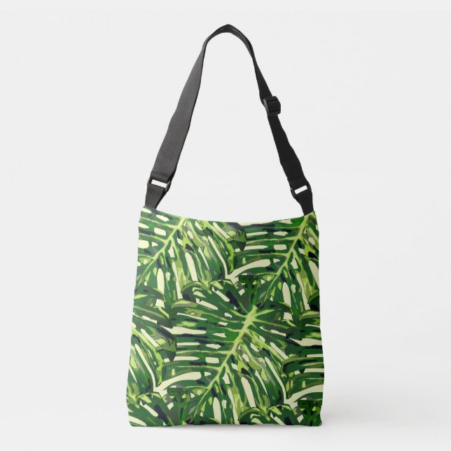 Bolsa Ajustável Monstera Tropical Deixa O Crossbody Bag (Frente)