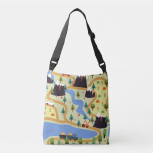 Bolsa Ajustável Montanhas, rios, floresta, padrão de carros.