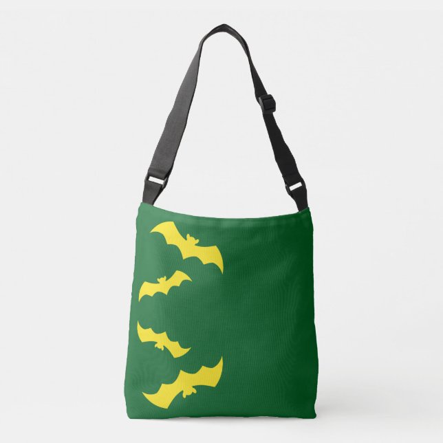 Bolsa Ajustável Morcegos Amarelos Voadores de Halloween (Frente)