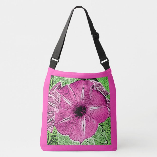 Bolsa Ajustável Morning Glory Block Impressão - fuchsia rosa (Frente)