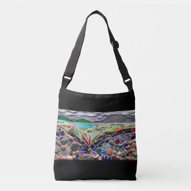 Bolsa Ajustável Mosaico Colorido do Lago (Frente)
