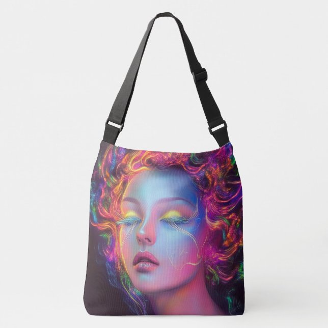 Bolsa Ajustável Mulher alienígena com cabelo cósmico (Frente)