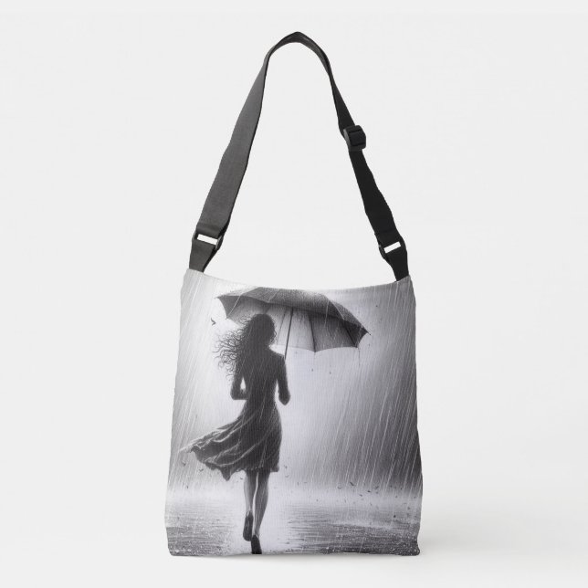 Bolsa Ajustável Mulher caminhando pacificamente na chuva com guard (Frente)