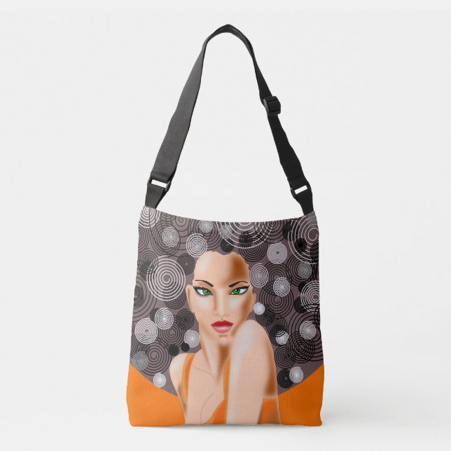 Bolsa Ajustável Mulher com Olhos Verdes e Bag Crossbody (Frente)