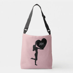 Bolsa Ajustável Mulher com silhueta preta de coração em ouro rosa