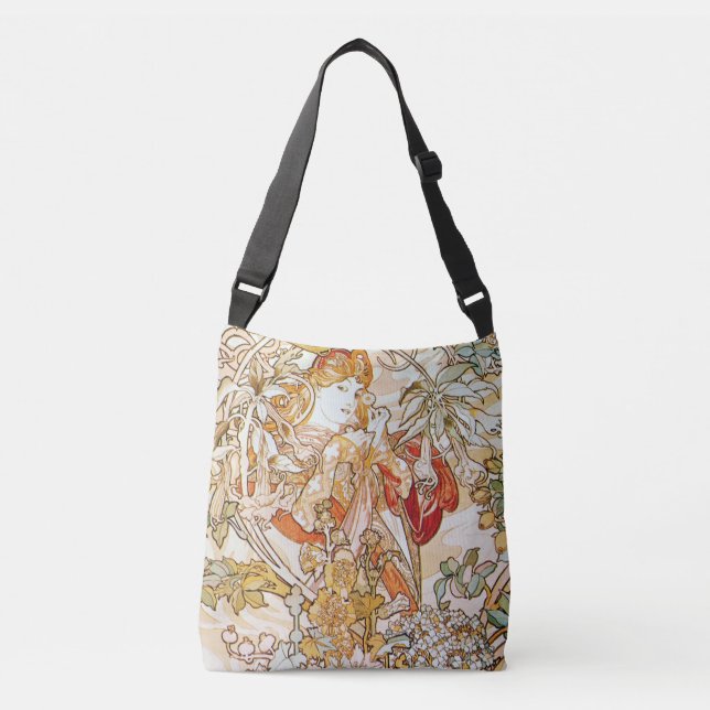 Bolsa Ajustável Mulher de Alphonse Mucha com uma arte Nouveau da (Frente)