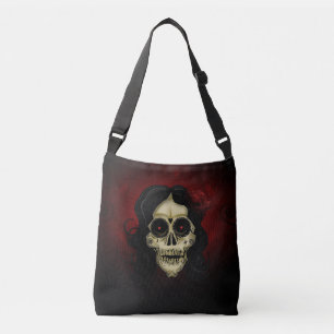 Bolsa Ajustável Mulher de Crânio de Açúcar Gótico Rosa Vermelha Di