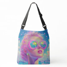 Mulher Neon Glamorosa com Óculos Espumantes