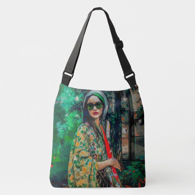 Bolsa Ajustável Mulher nos óculos de sol verde (Frente)