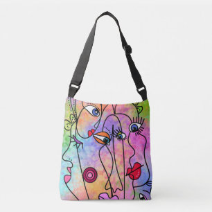 Bolsa Ajustável Mulheres abstrato enfrentam humor - Estilo Cubismo