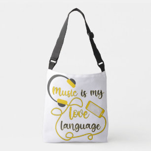 Bolsa Ajustável Música é minha língua amorosa, frase romântica