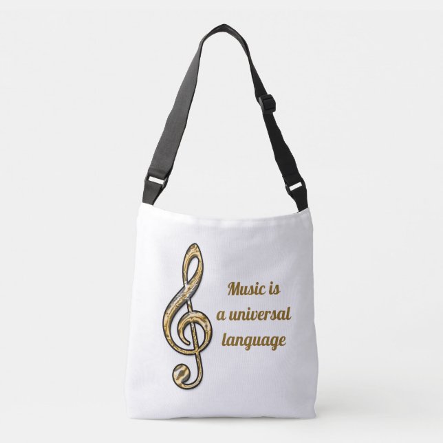 Bolsa Ajustável Música é Universal Dourado Silver Clef Symbol Musi (Frente)