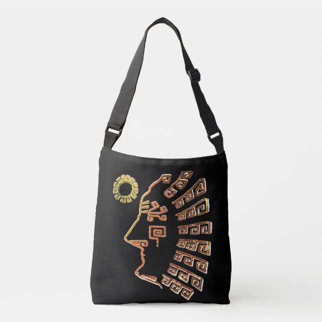 Bolsa Ajustável Na moda Machu Picchu & Sun Desenho em Preto (Frente)