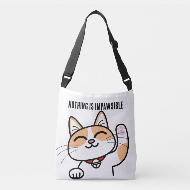 Bolsa Ajustável Nada é ImPawsible Funny Kawaii Cat (Frente)