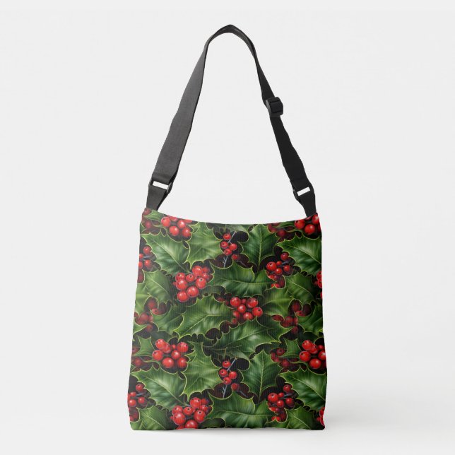 Bolsa Ajustável Natal Holly Sai E Berries Vermelhos Padrão (Frente)