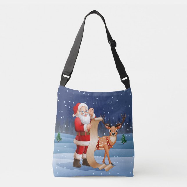 Bolsa Ajustável Natal Papai Noel E Reindeer (Frente)