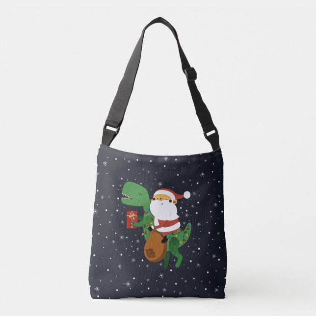 Bolsa Ajustável Natal Santa Claus T-rex Dinossaur Sleigh (Frente)