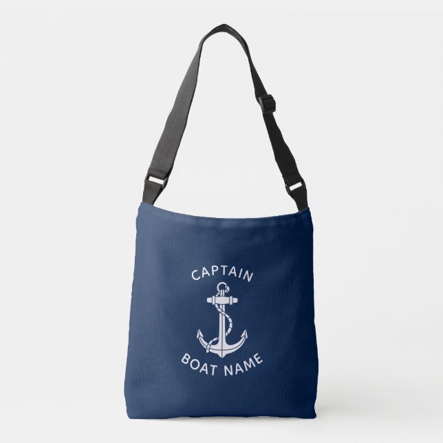 Bolsa Ajustável Nautical Anchor Boat Name Captain Custom (Frente)