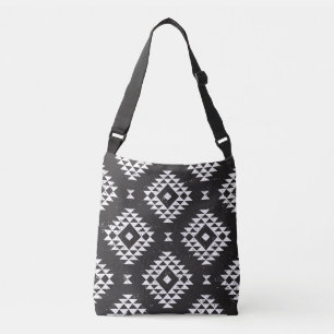 Bolsa Ajustável Navajo Geométrico: Tribal Branco Negro.