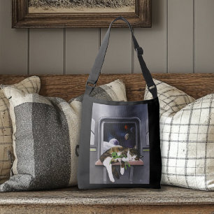 Bolsa Ajustável Nave Espacial Gato Tabby Verde Alien Stuffie Ficçã