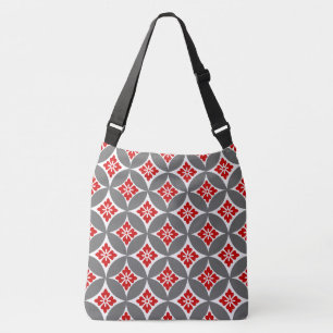 Bolsa Ajustável Navio com Motif Flor, Vermelho, Branco e Cinzas