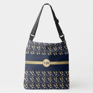 Bolsa Ajustável Navy e Dourado Abstrato Personalizado