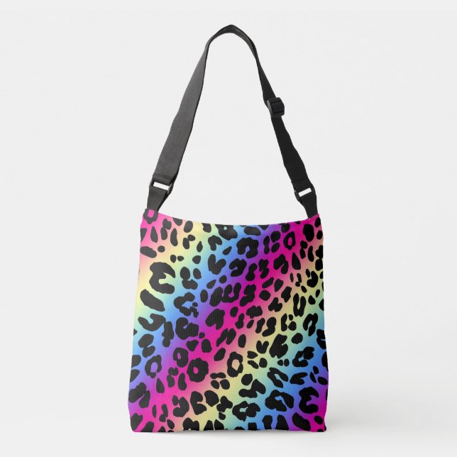Bolsa Ajustável Neon Rainbow Leopard Pattern Impressão (Frente)