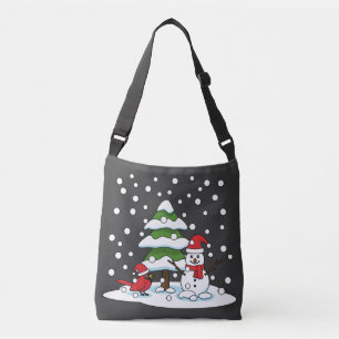 Bolsa Ajustável Neve Caindo no Cardeal, Snowman e Pine Tree