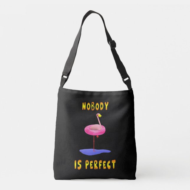 Bolsa Ajustável Ninguém é perfeito - flamingo com anel de natação (Verso)