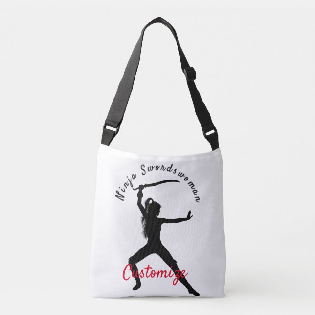 Bolsa Ajustável Ninja Swordswoman Silhouette Thunder_Cove (Frente)