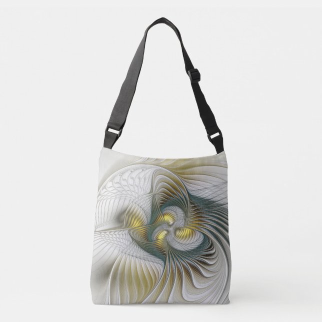 Bolsa Ajustável Nobre Ouro Teal Abstrato Fantasy Arte Fractal (Frente)