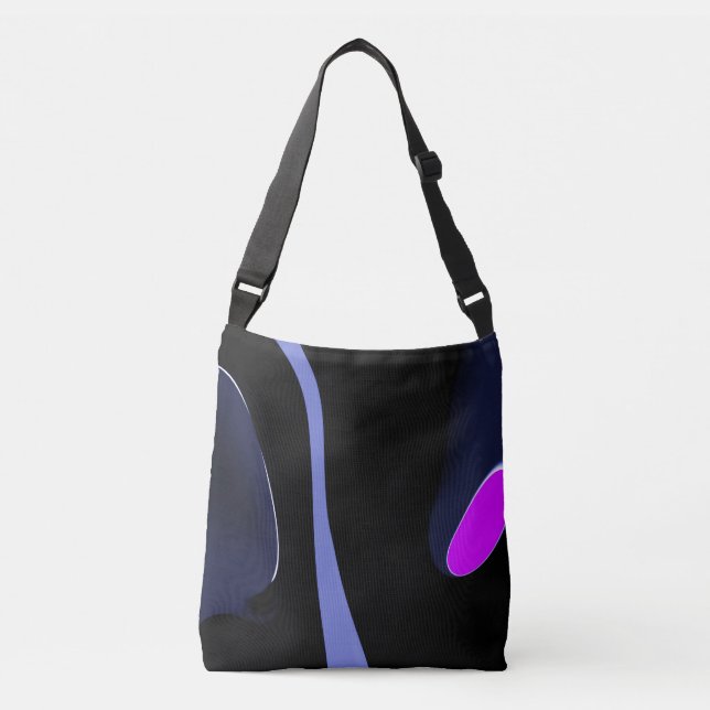 Bolsa Ajustável Noite do Cometa: Abstrato azul, roxo e preto (Frente)