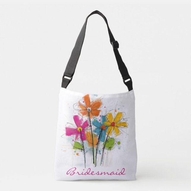 Bolsa Ajustável Noiva caprichosa com aquarela de flores silvestres (Frente)
