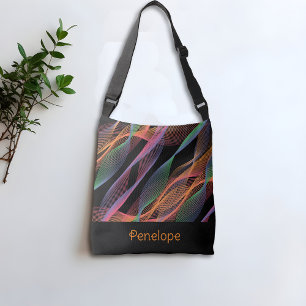 Bolsa Ajustável Nome de onda colorido preto